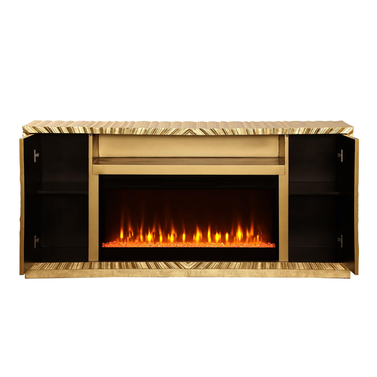 Tiffany Gold Electric Fireplace TV Console