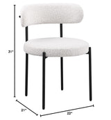 Dobby Contemporary Boucle Dining Chair with Matte Black Metal Legs - side view