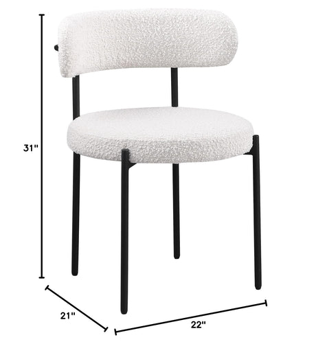 Dobby Contemporary Boucle Dining Chair with Matte Black Metal Legs - side view