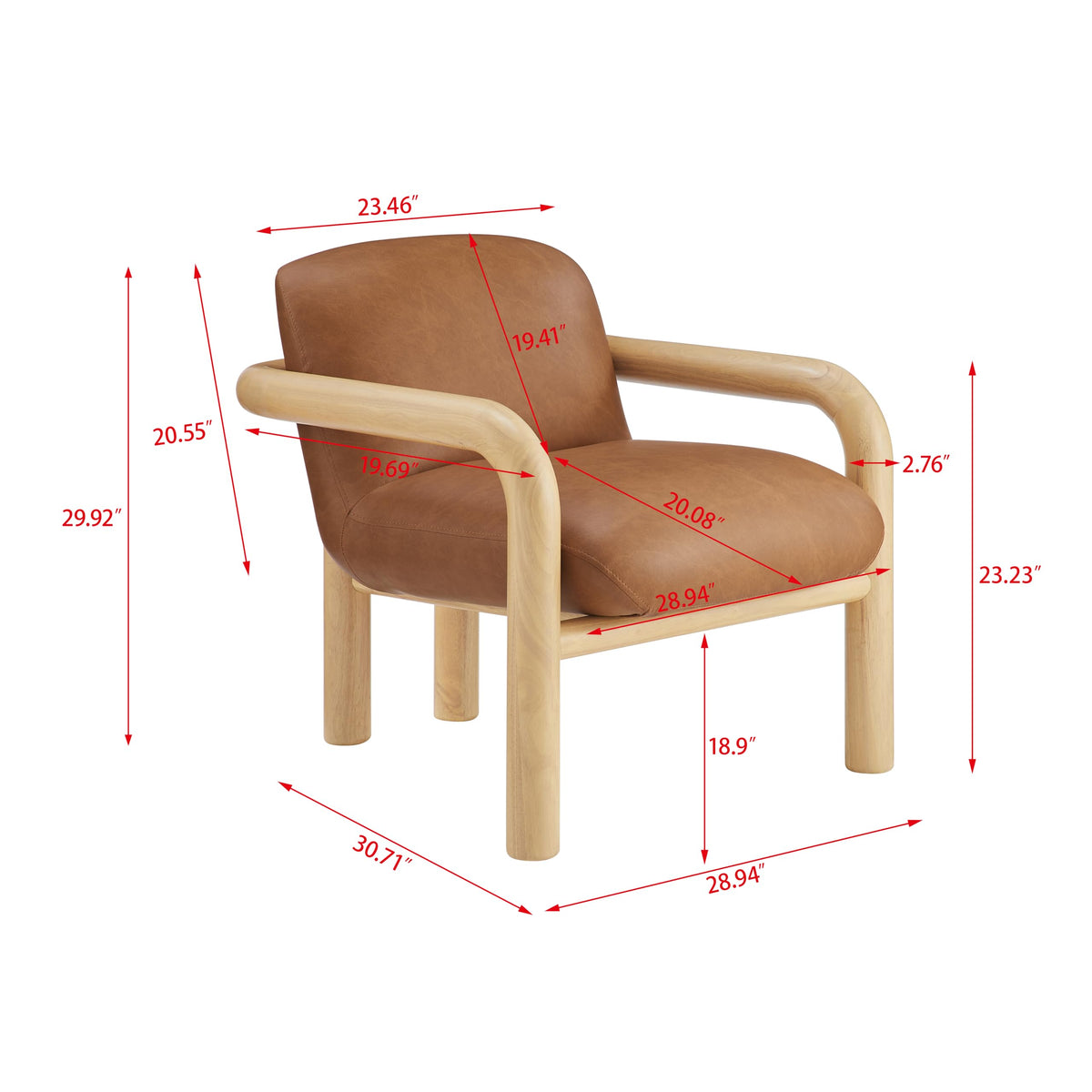 Tapporo Mid-Century Modern Accent Chair in Natural - side view