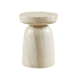 Vyn 14" Modern Round Side Table Concrete Tavertine Finish