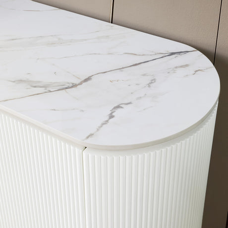 Trandell 70" Modern Glam Faux Marble Top Fully Assembled Sideboard - close-up