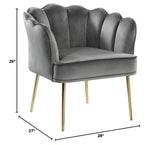Jayleen Velvet Wide Barrel Chair in Grey - side view