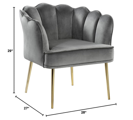 Jayleen Velvet Wide Barrel Chair in Grey - side view