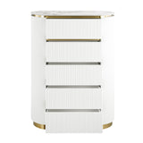 Trandell 51" High Modern Glam Faux Marble Top 5-Drawer Chest - back view