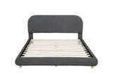 Cteris Queen Fleece Upholstered Bed Frame, Curved Side Rails and Footboard in Grey - detail view