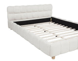 Ctoria Queen Burlap Bed Frame with 30" Curved Block-Style Headboard, Low Profile in Cream - side view
