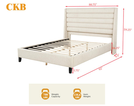 Tleraé Polyester Modern Upholstered California King Bed Frame - side view