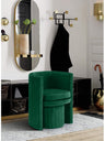 Seager Green Velvet Round Arm Chair with Ottoman - front view - Green