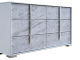 Luna 55.5" Wide 6-Drawer Double Dresser, White Lacquered Gloss - side view