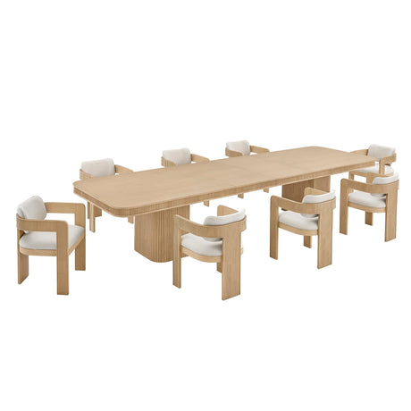 Dinsmore 160" Mid Century Modern Fluted Rectangle Dining Table - room setting