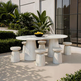 Vyn 78" Modern Oval Dining Table Concrete Tavertine Finish - detail view