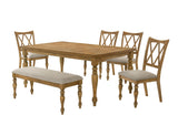 Huntington 6-Piece Transitional Dining Set with 72" Rectangle Table, 4 Chairs & 1 Bench in Antique Natural Oak
