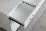 Tyrion White Lacquer Sideboard with Gold Accents - front view - White