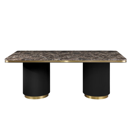 Trandell 79" Modern Glam Rectangle Faux Marble Top Dining Table - detail view