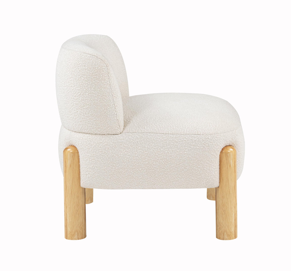 Calisto Modern Scandinavian Accent Chair, Cream Burlap Upholstery in White - angle view