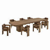 Dinsmore 160" Mid Century Modern Fluted Rectangle Dining Table - side view