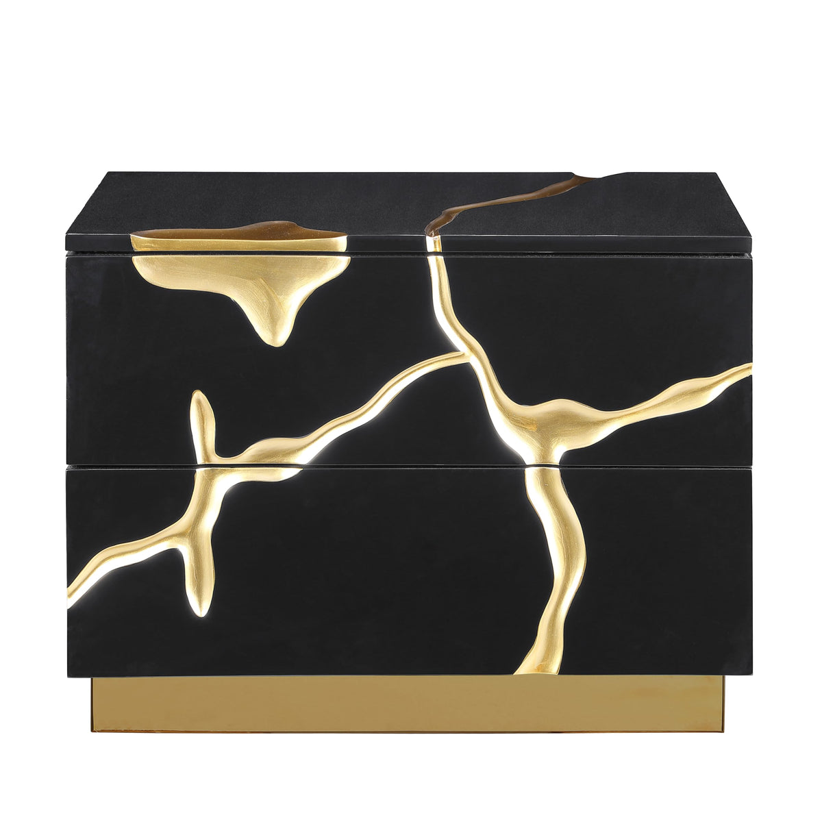 Trevello Modern Contemporary High-Gloss Lacquered Left Nightstand - detail view