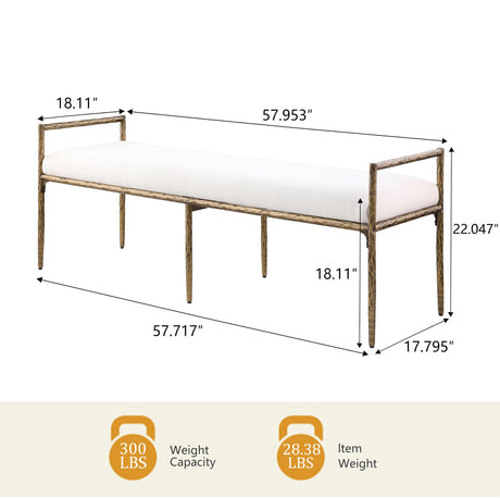 Rocento Modern Industrial Accent Upholstered Entryway Bench - side view