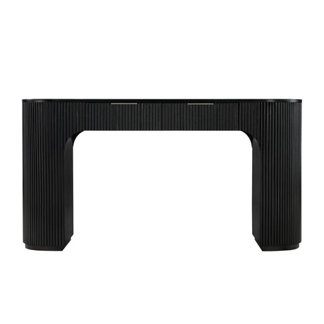 Quintet 60" Wide Mid-Century Modern Fluted 2-Drawer Computer Desk - side view