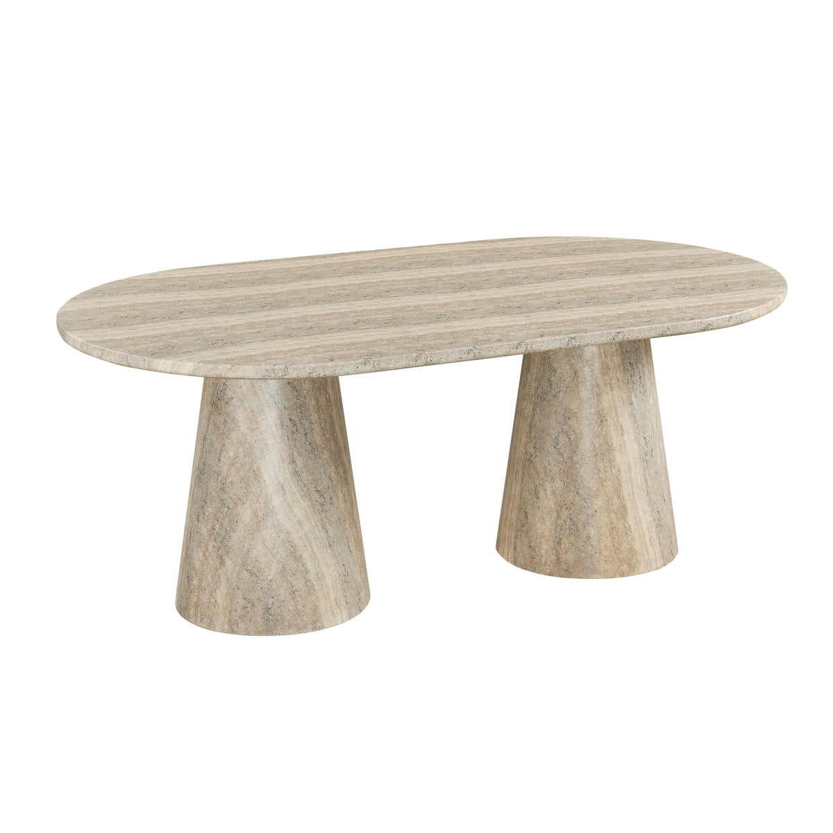 Vyn 78" Modern Oval Dining Table Concrete Tavertine Finish - detail view
