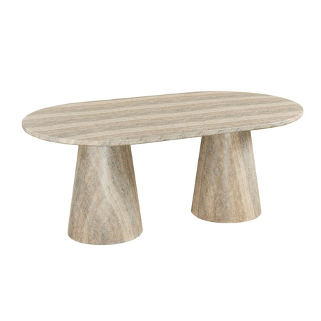 Vyn 78" Modern Oval Dining Table Concrete Tavertine Finish - detail view