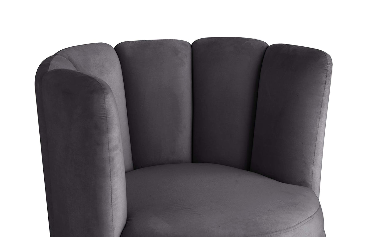Modern Velvet New Swivel Accent Chair in Grey - back view