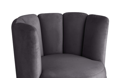 Modern Velvet New Swivel Accent Chair in Grey - back view