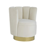 Modern Velvet New Swivel Accent Chair in Cream