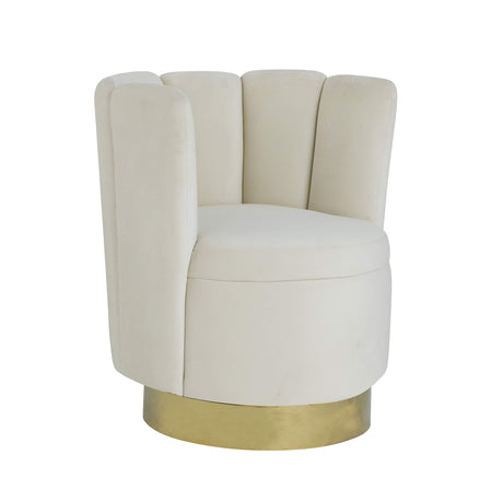 Modern Velvet New Swivel Accent Chair in Cream