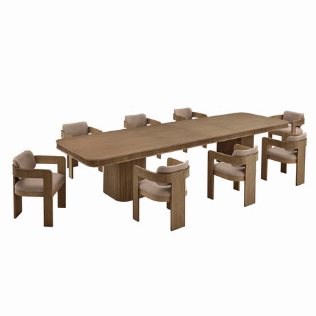 Dinsmore 160" Mid Century Modern Fluted Rectangle Dining Table - back view