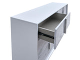 Luna 55.5" Wide 6-Drawer Double Dresser, White Lacquered Gloss - detail view