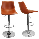 Faux Leather Adjustable Swivel Bar Stool Tan