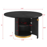 Tapelle 51" Round Storage Dining Table - side view