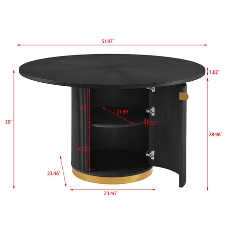 Tapelle 51" Round Storage Dining Table - side view