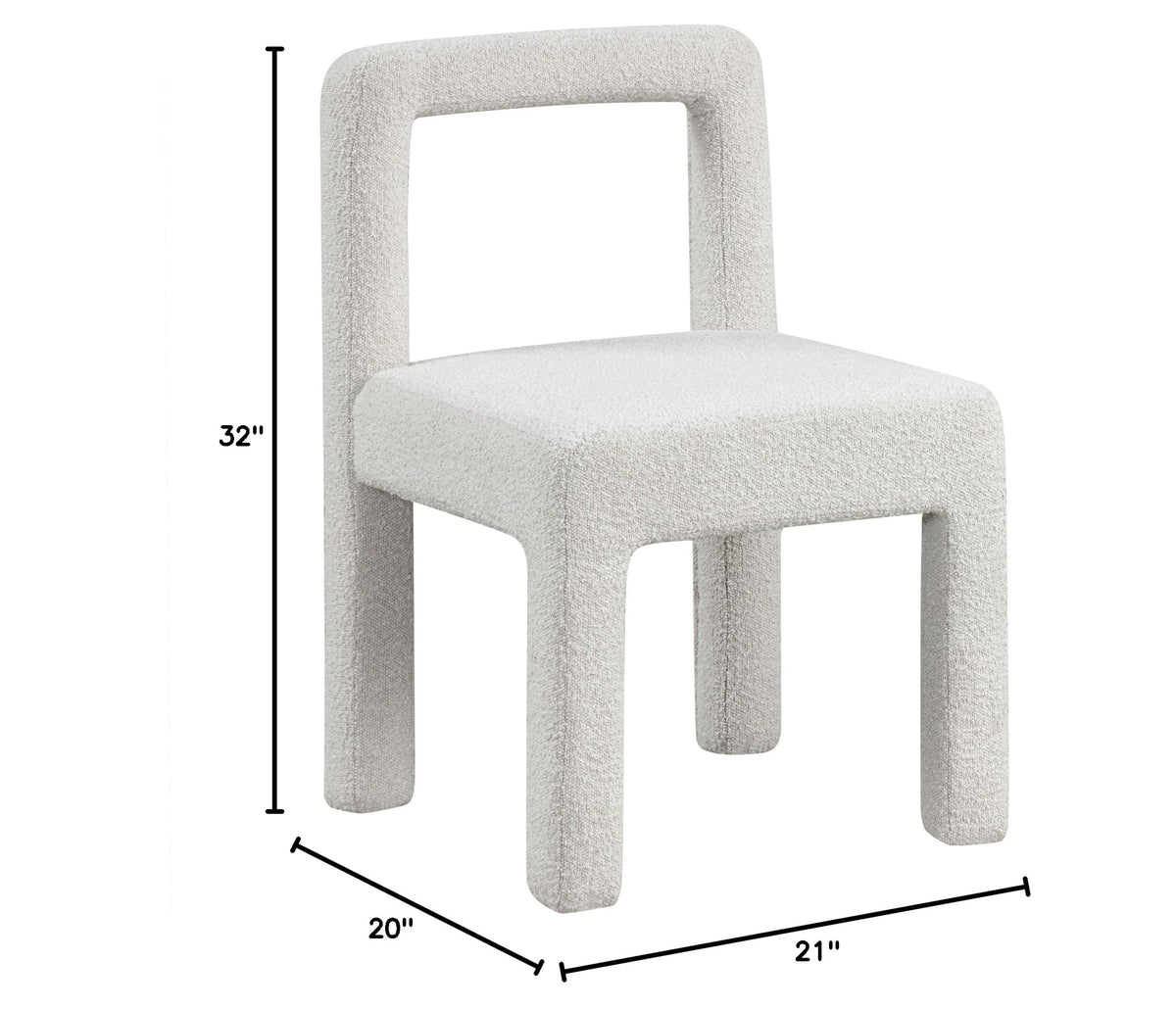 Courtney Contemporary Boucle Upholstered Armless Dining Chair - side view