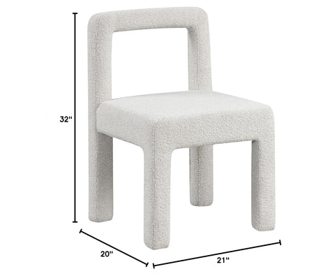Courtney Contemporary Boucle Upholstered Armless Dining Chair - side view