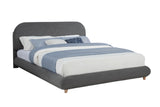 Cteris Queen Fleece Upholstered Bed Frame, Curved Side Rails and Footboard in Grey