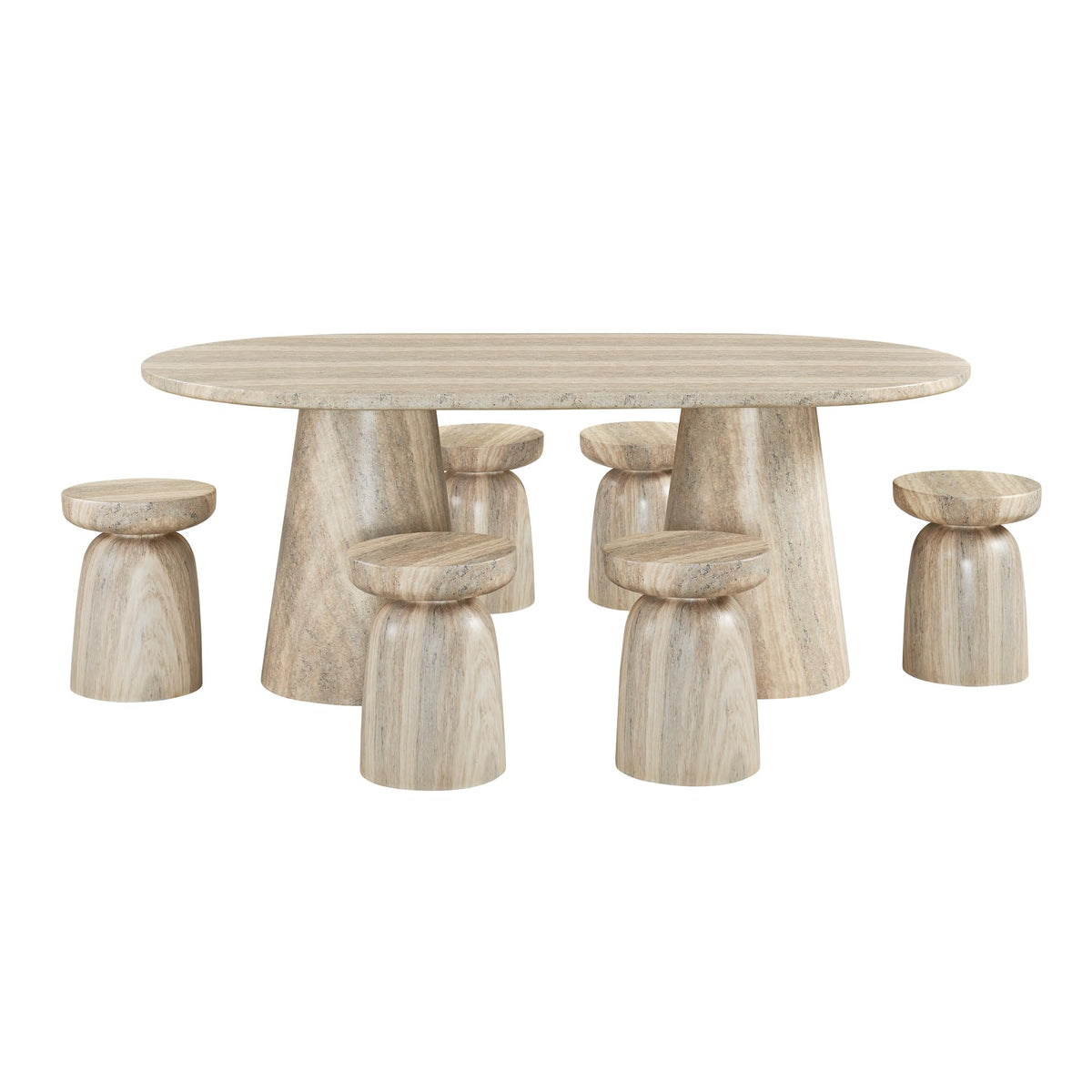 Vyn 14" Modern Round Side Table Concrete Tavertine Finish - front view