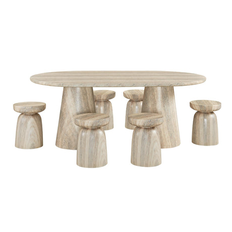 Vyn 14" Modern Round Side Table Concrete Tavertine Finish - front view