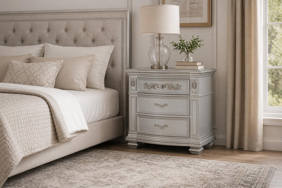 Valentina Silver Wood Nightstand