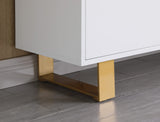 Tyrion White Lacquer Sideboard with Gold Accents - side view - White