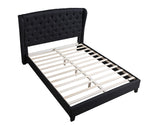 New Tufted with Wingback Platform Bed Black Queen - side view - Black