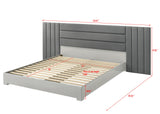 Velasca 87" California King Bed Frame, Fabric Channel Tufted Headboard in Dark Gray/Light Gray - side view