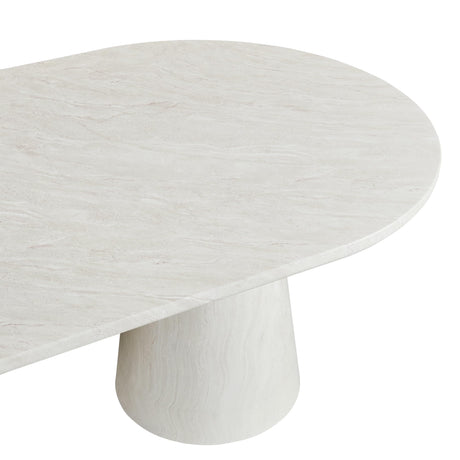 Vyn 78" Modern Oval Dining Table Concrete Tavertine Finish - room setting
