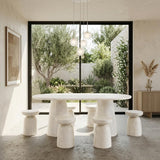 Vyn 14" Modern Round Side Table Concrete Tavertine Finish - detail view