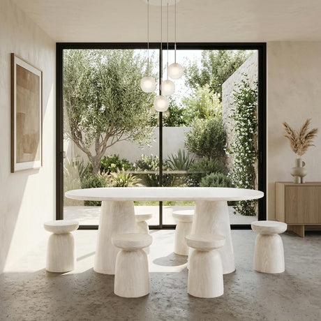 Vyn 14" Modern Round Side Table Concrete Tavertine Finish - detail view