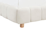 Ctoria Queen Burlap Bed Frame with 30" Curved Block-Style Headboard, Low Profile in Cream - front view