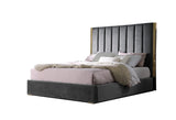 Jalen Modern Velvet Upholstered Platform Bed Frame, California King, Glam Contemporary Design (Dark Gray