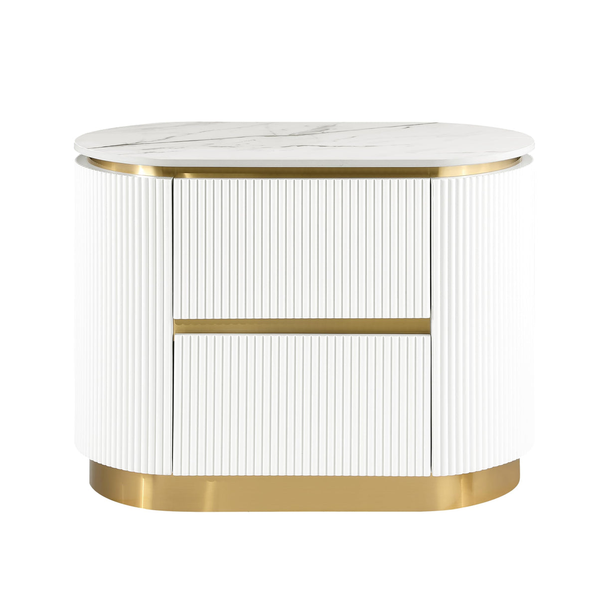 Trandell 22" High Modern Glam Faux Marble Top Nightstand - detail view